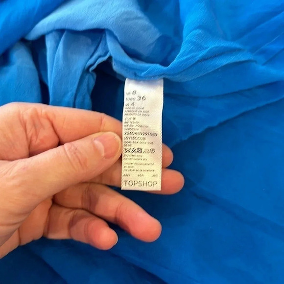 TOPSHOP 100% Silk Purple/Blue Ombré High/Low Razorback Dress Size US 4 - Picture 3 of 5